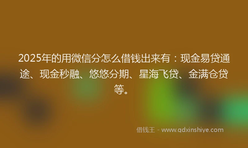 2025年的用微信分怎么借钱出来有：现金易贷通途、现金秒融、悠悠分期、星海飞贷、金满仓贷等。