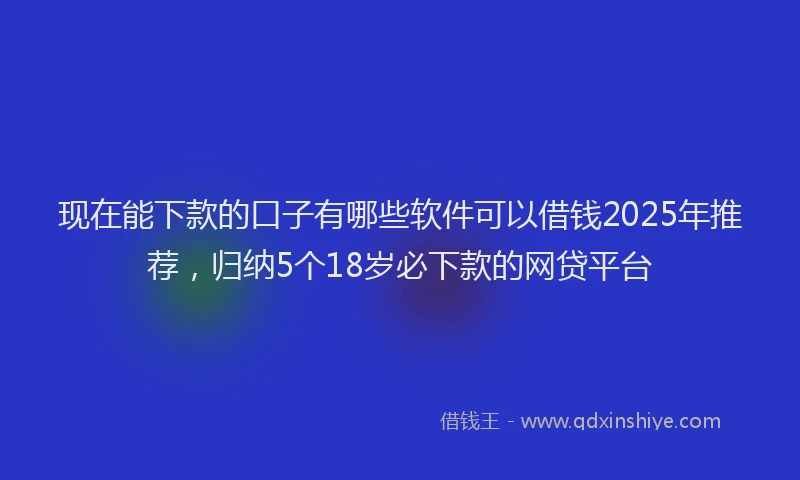 现在能下款的口子有哪些软件可以借钱2025年推荐，归纳5个18岁必下款的网贷平台