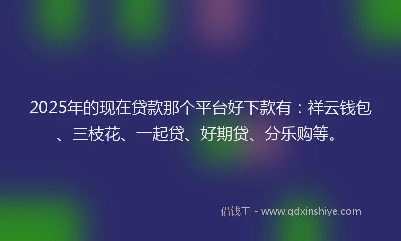 2025年的现在贷款那个平台好下款有：祥云钱包、三枝花、一起贷、好期贷、分乐购等。