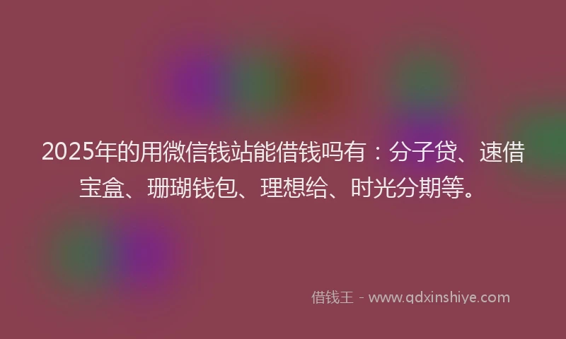 2025年的用微信钱站能借钱吗有：分子贷、速借宝盒、珊瑚钱包、理想给、时光分期等。