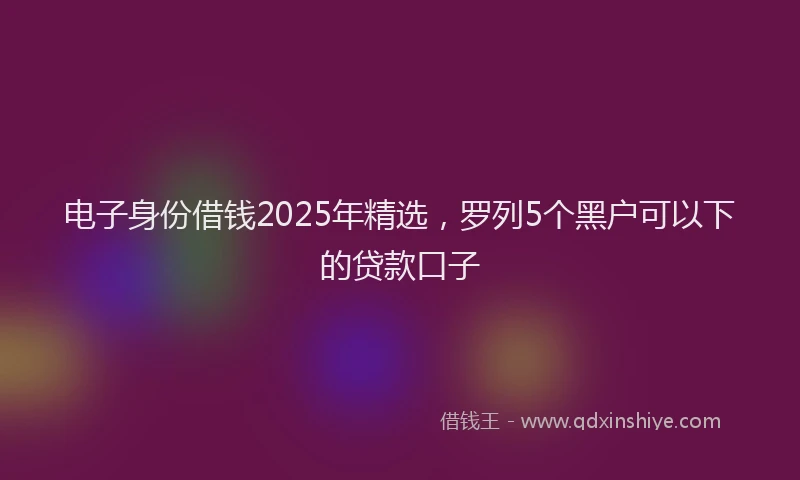 电子身份借钱2025年精选，罗列5个黑户可以下的贷款口子