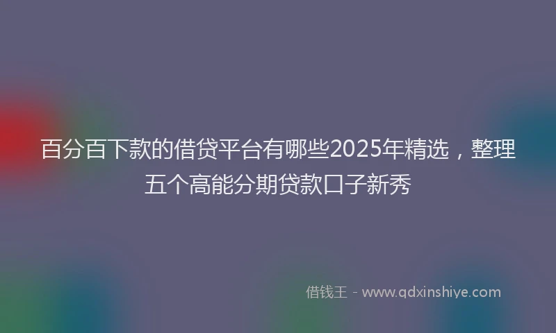 百分百下款的借贷平台有哪些2025年精选，整理五个高能分期贷款口子新秀