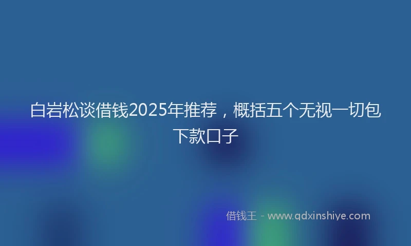 白岩松谈借钱2025年推荐，概括五个无视一切包下款口子