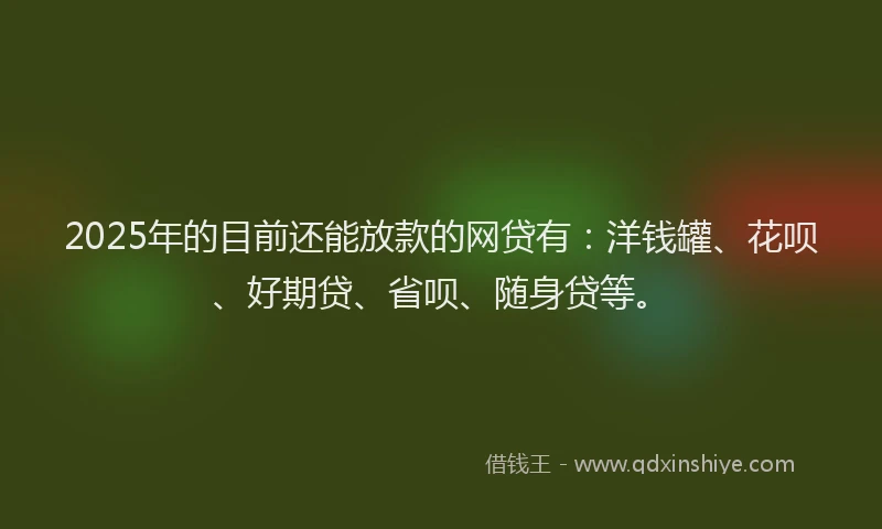 2025年的目前还能放款的网贷有：洋钱罐、花呗、好期贷、省呗、随身贷等。