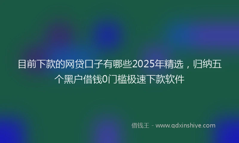 目前下款的网贷口子有哪些2025年精选，归纳五个黑户借钱0门槛极速下款软件