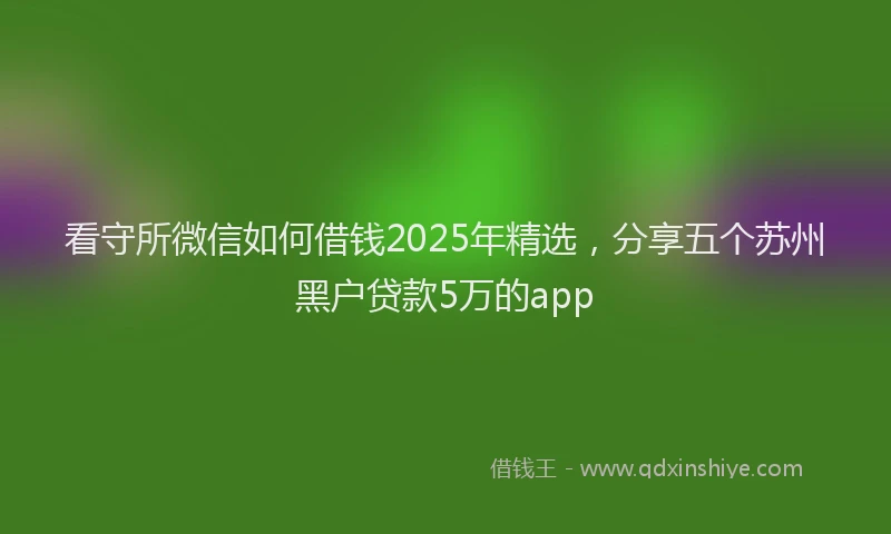 看守所微信如何借钱2025年精选，分享五个苏州黑户贷款5万的app