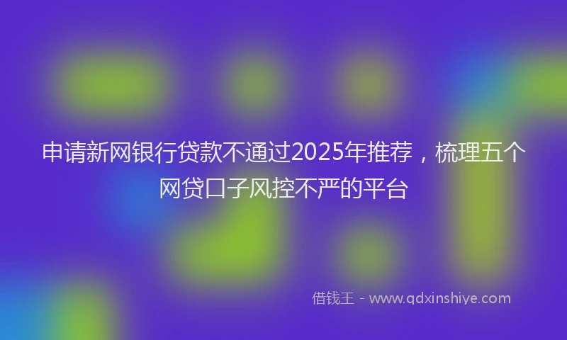 申请新网银行贷款不通过2025年推荐，梳理五个网贷口子风控不严的平台