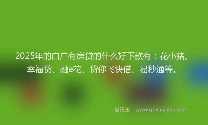 2025年的白户有房贷的什么好下款有：花小猪、幸福贷、融e花、贷你飞快借、易秒通等。