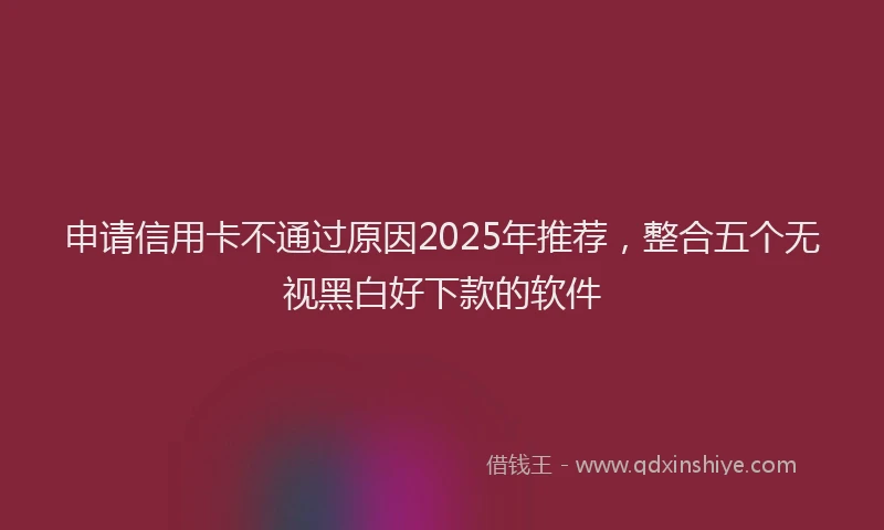 申请信用卡不通过原因2025年推荐，整合五个无视黑白好下款的软件