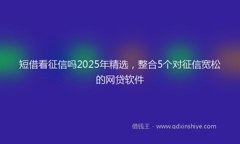 短借看征信吗2025年精选，整合5个对征信宽松的网贷软件