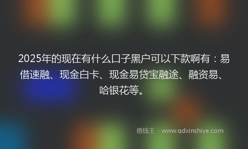 2025年的现在有什么口子黑户可以下款啊有：易借速融、现金白卡、现金易贷宝融途、融资易、哈银花等。