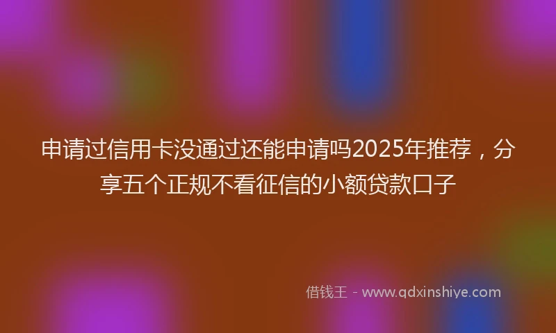 申请过信用卡没通过还能申请吗2025年推荐，分享五个正规不看征信的小额贷款口子