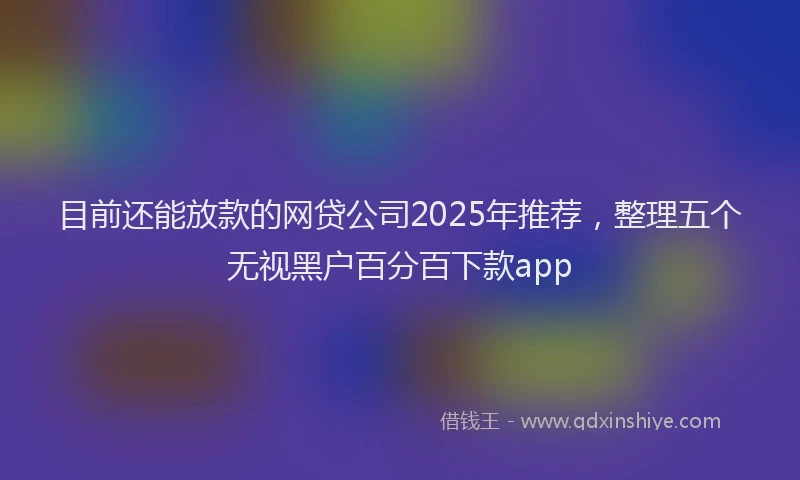 目前还能放款的网贷公司2025年推荐，整理五个无视黑户百分百下款app