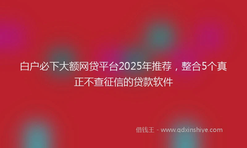 白户必下大额网贷平台2025年推荐，整合5个真正不查征信的贷款软件