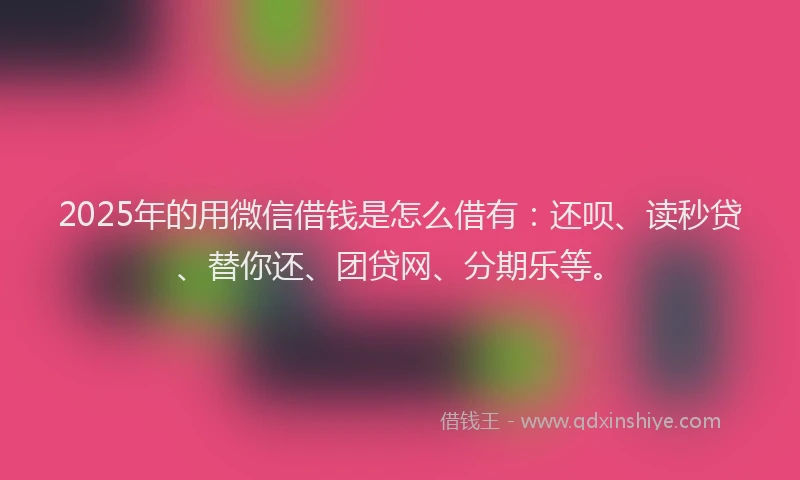2025年的用微信借钱是怎么借有：还呗、读秒贷、替你还、团贷网、分期乐等。