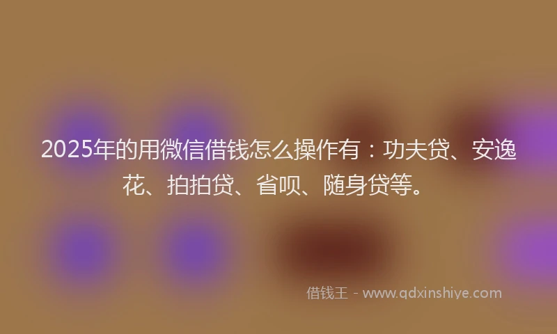 2025年的用微信借钱怎么操作有：功夫贷、安逸花、拍拍贷、省呗、随身贷等。