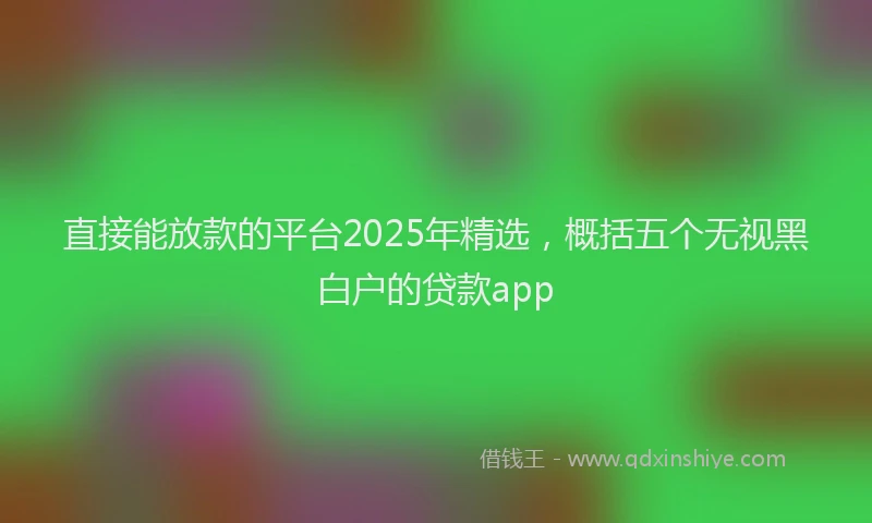 直接能放款的平台2025年精选，概括五个无视黑白户的贷款app