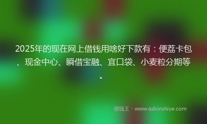 2025年的现在网上借钱用啥好下款有：便荔卡包、现金中心、瞬借宝融、宜口袋、小麦粒分期等。