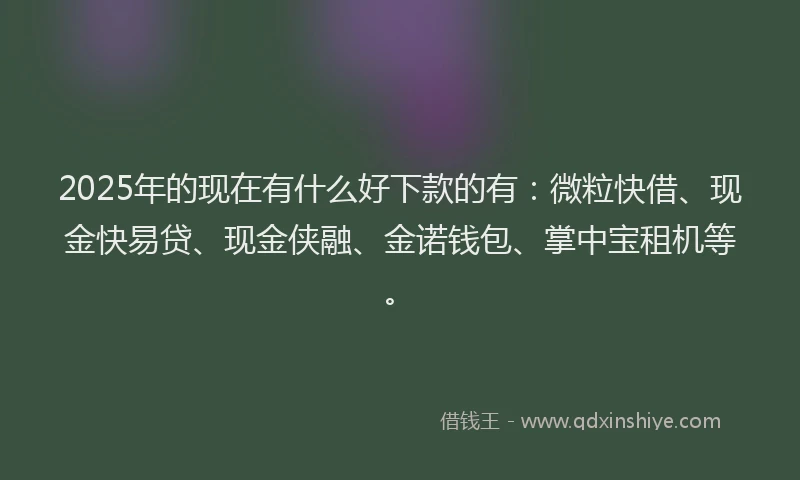 2025年的现在有什么好下款的有：微粒快借、现金快易贷、现金侠融、金诺钱包、掌中宝租机等。