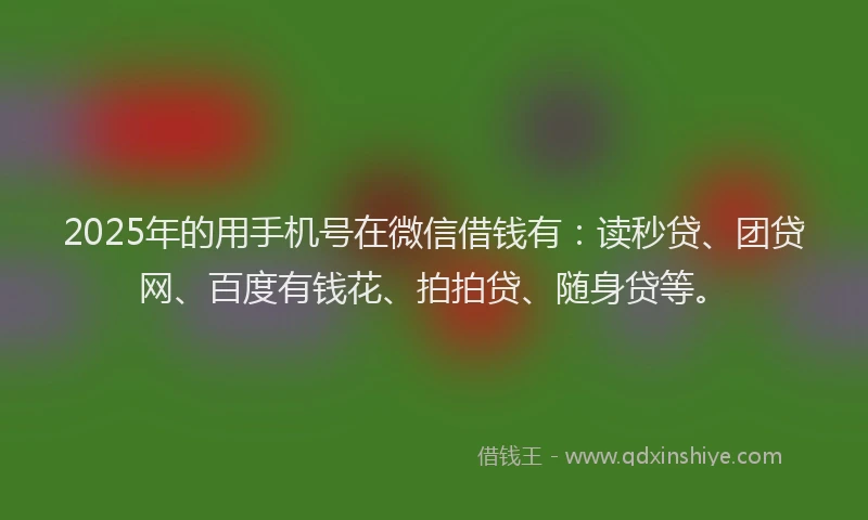 2025年的用手机号在微信借钱有：读秒贷、团贷网、百度有钱花、拍拍贷、随身贷等。