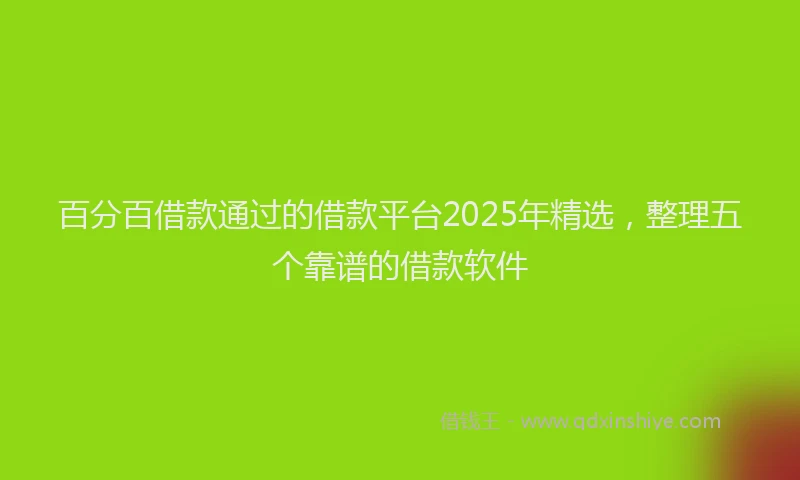 百分百借款通过的借款平台2025年精选，整理五个靠谱的借款软件