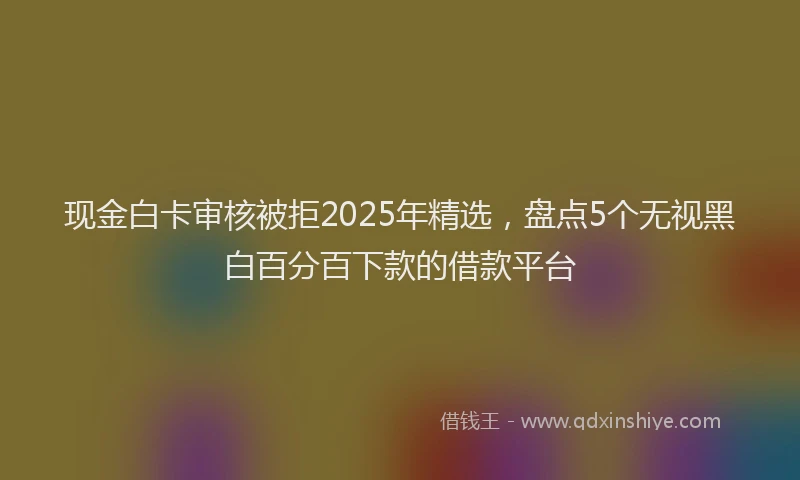 现金白卡审核被拒2025年精选，盘点5个无视黑白百分百下款的借款平台