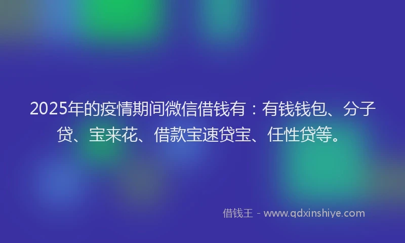 2025年的疫情期间微信借钱有：有钱钱包、分子贷、宝来花、借款宝速贷宝、任性贷等。