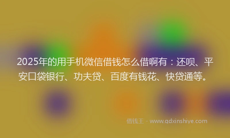 2025年的用手机微信借钱怎么借啊有：还呗、平安口袋银行、功夫贷、百度有钱花、快贷通等。
