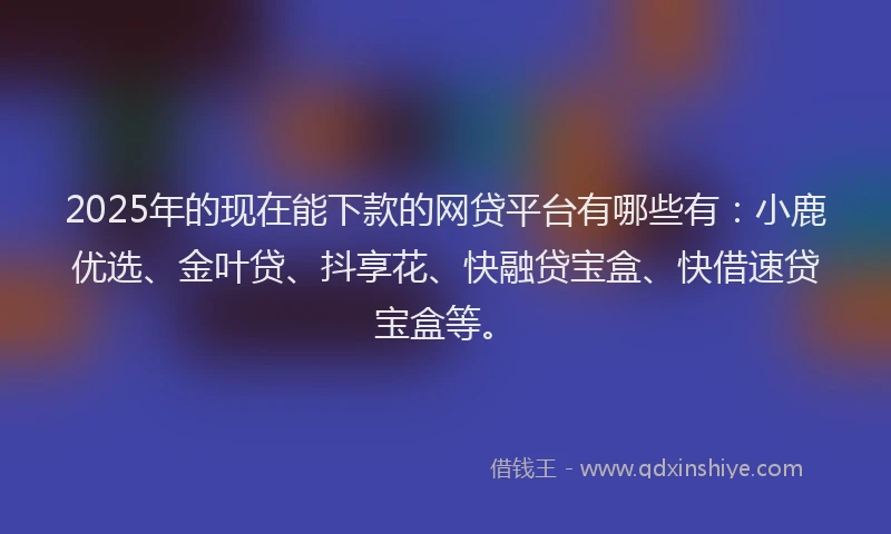 2025年的现在能下款的网贷平台有哪些有：小鹿优选、金叶贷、抖享花、快融贷宝盒、快借速贷宝盒等。