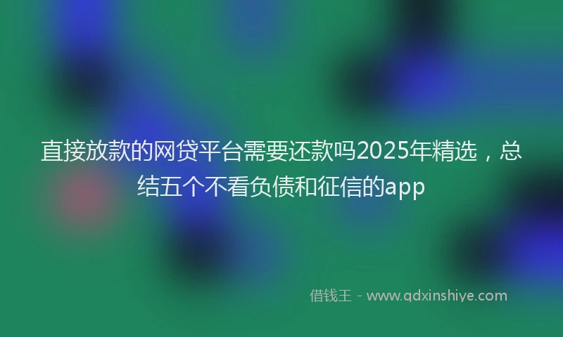 直接放款的网贷平台需要还款吗2025年精选，总结五个不看负债和征信的app