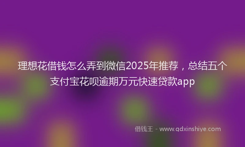 理想花借钱怎么弄到微信2025年推荐，总结五个支付宝花呗逾期万元快速贷款app
