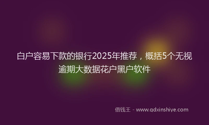 白户容易下款的银行2025年推荐，概括5个无视逾期大数据花户黑户软件