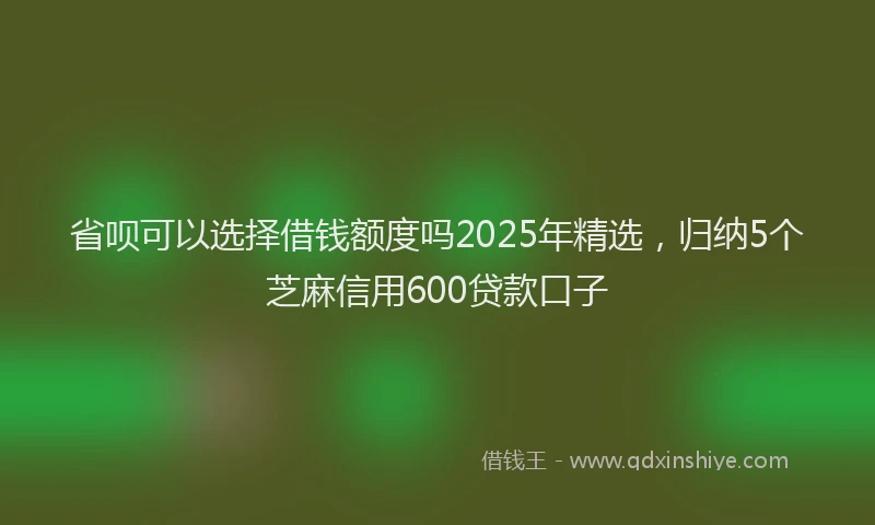 省呗可以选择借钱额度吗2025年精选，归纳5个芝麻信用600贷款口子