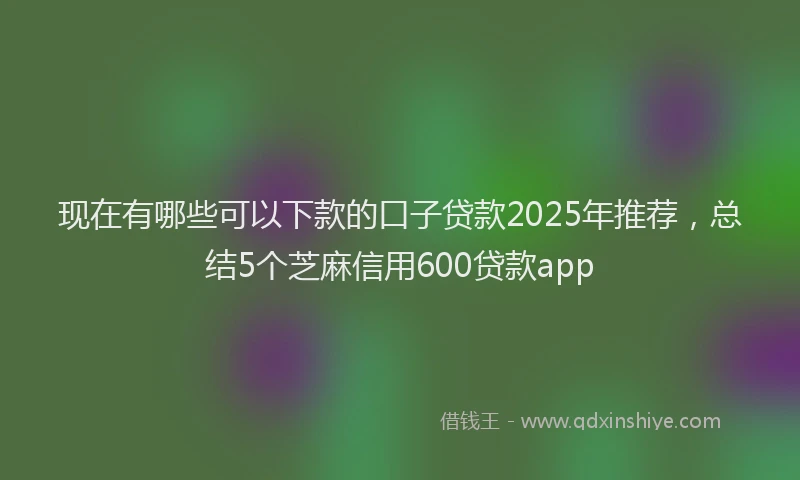 现在有哪些可以下款的口子贷款2025年推荐，总结5个芝麻信用600贷款app