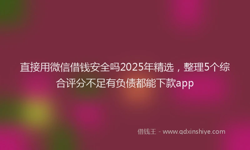 直接用微信借钱安全吗2025年精选，整理5个综合评分不足有负债都能下款app