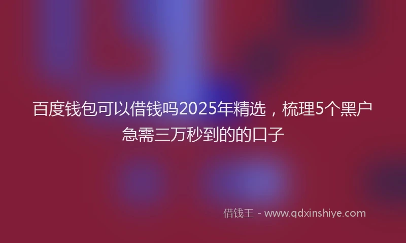 百度钱包可以借钱吗2025年精选，梳理5个黑户急需三万秒到的的口子