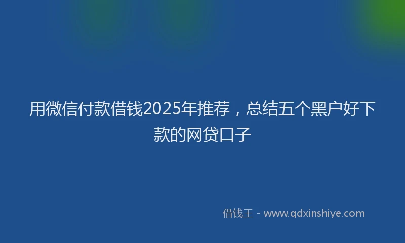 用微信付款借钱2025年推荐，总结五个黑户好下款的网贷口子