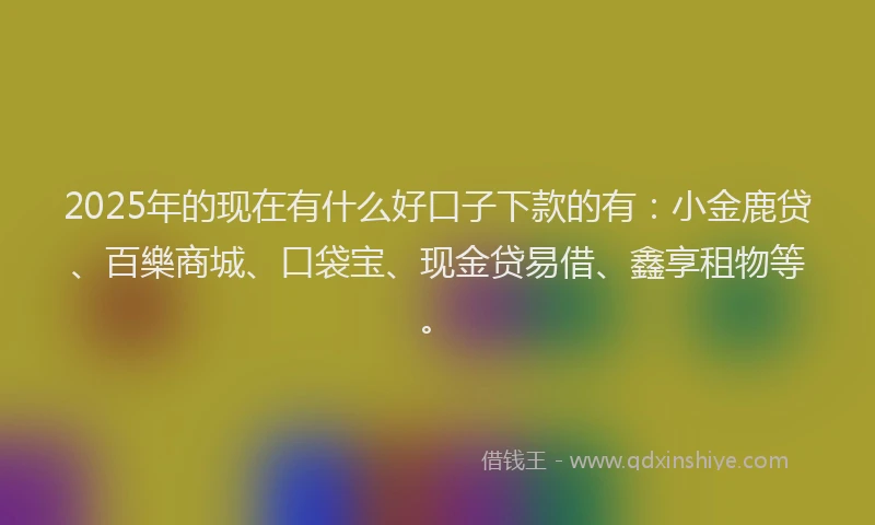 2025年的现在有什么好口子下款的有：小金鹿贷、百樂商城、口袋宝、现金贷易借、鑫享租物等。