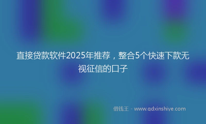 直接贷款软件2025年推荐，整合5个快速下款无视征信的口子