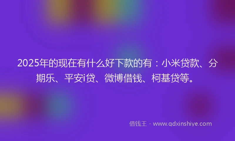 2025年的现在有什么好下款的有：小米贷款、分期乐、平安i贷、微博借钱、柯基贷等。