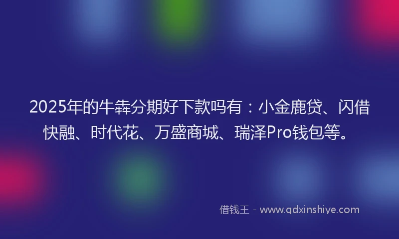 2025年的牛犇分期好下款吗有：小金鹿贷、闪借快融、时代花、万盛商城、瑞泽Pro钱包等。