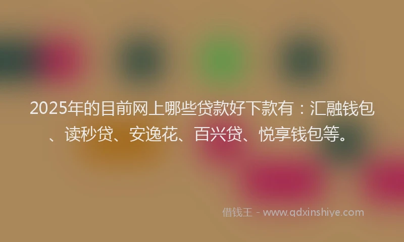 2025年的目前网上哪些贷款好下款有：汇融钱包、读秒贷、安逸花、百兴贷、悦享钱包等。
