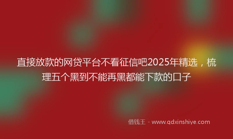 直接放款的网贷平台不看征信吧2025年精选，梳理五个黑到不能再黑都能下款的口子