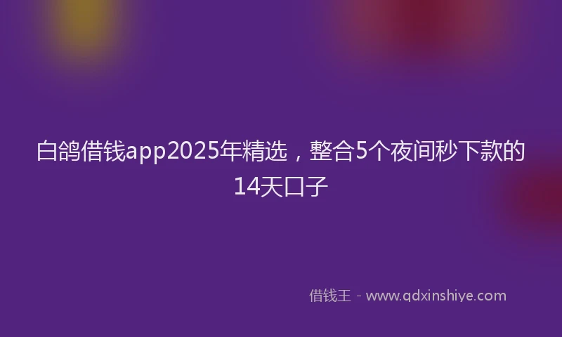 白鸽借钱app2025年精选，整合5个夜间秒下款的14天口子