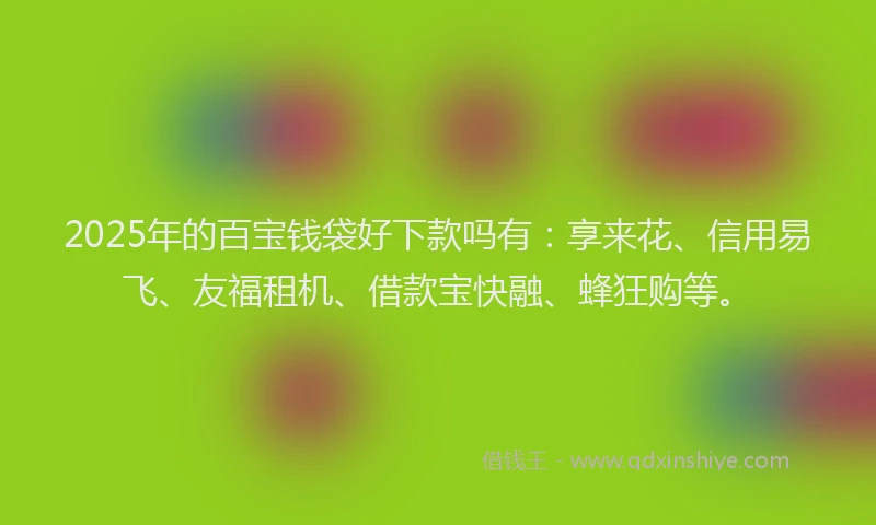 2025年的百宝钱袋好下款吗有：享来花、信用易飞、友福租机、借款宝快融、蜂狂购等。