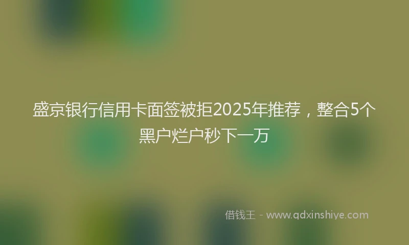 盛京银行信用卡面签被拒2025年推荐，整合5个黑户烂户秒下一万