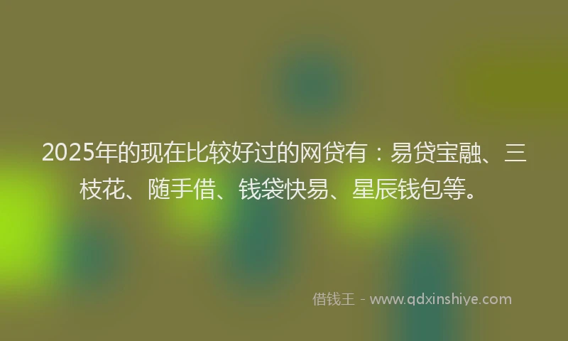 2025年的现在比较好过的网贷有：易贷宝融、三枝花、随手借、钱袋快易、星辰钱包等。