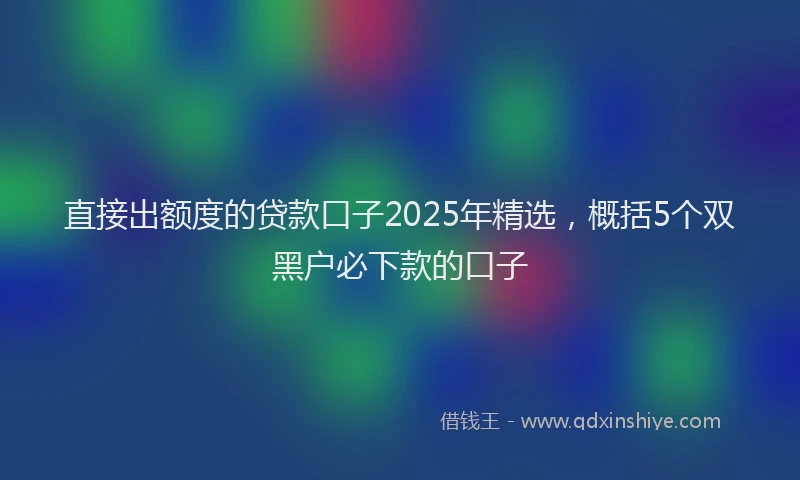 直接出额度的贷款口子2025年精选，概括5个双黑户必下款的口子