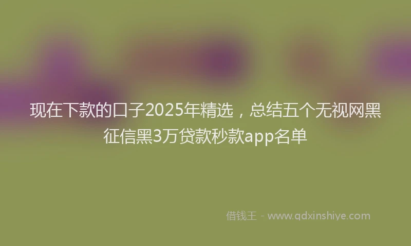 现在下款的口子2025年精选，总结五个无视网黑征信黑3万贷款秒款app名单