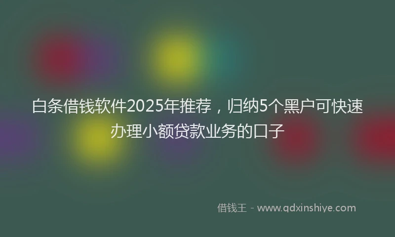 白条借钱软件2025年推荐，归纳5个黑户可快速办理小额贷款业务的口子